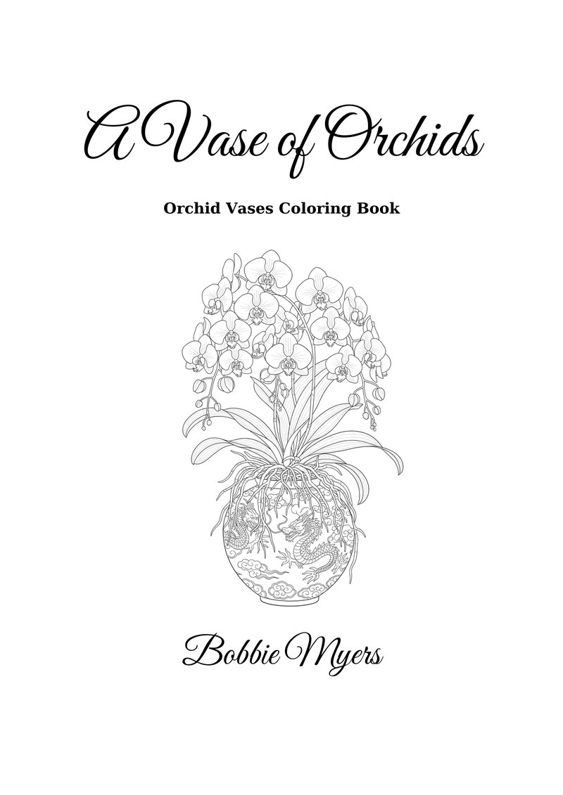 A Vase of Orchids coloring book cover