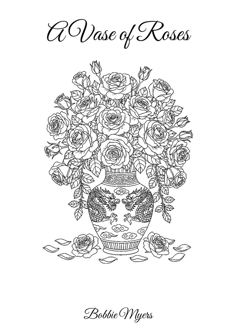 A Vase of Roses coloring book cover