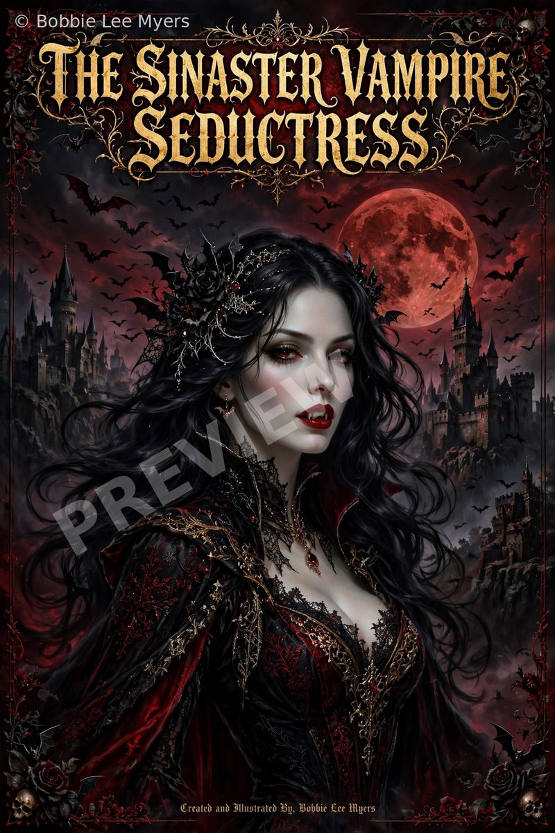 The Sinaster Vampire Seductress coloring book cover